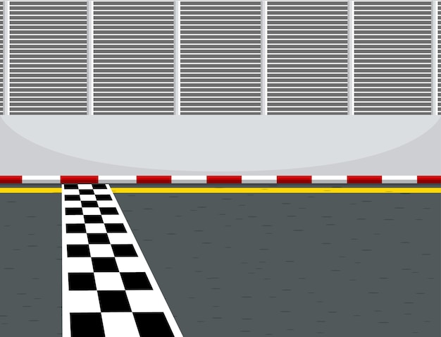 Race track with start or finish line