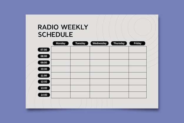 Radio weekly schedule template design