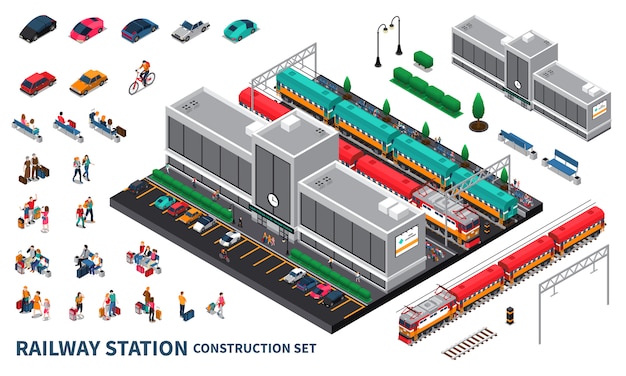 Free Vector railway station constructor set