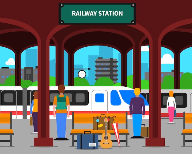 Free vector railway station illustration