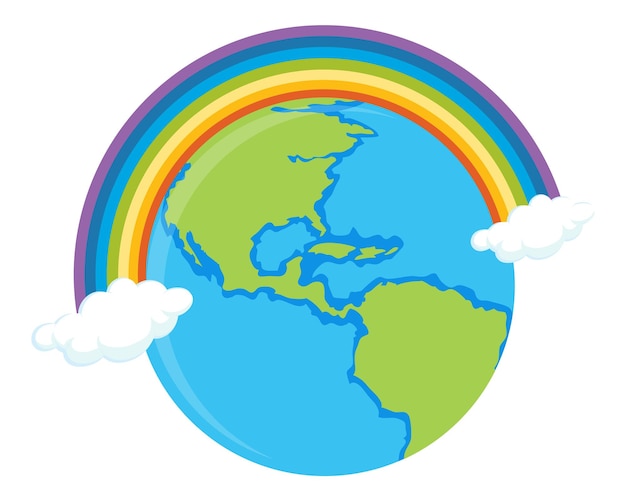 Free vector rainbowtopped earth in simple cartoon style