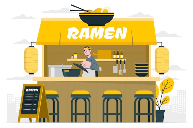 Free Vector ramen restaurant concept illustration