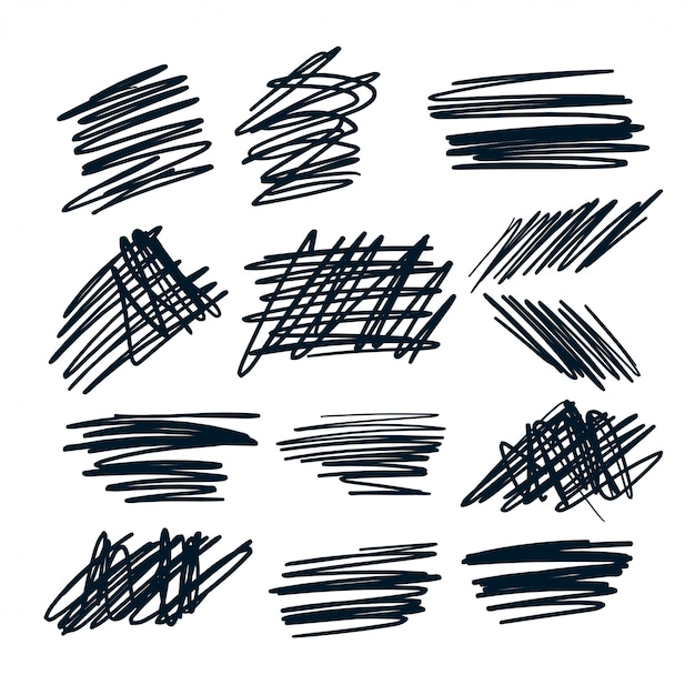 Free Vector random pen sketch sribbles  set