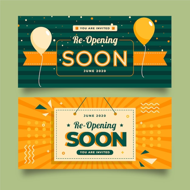 Free Vector re-opening soon banners