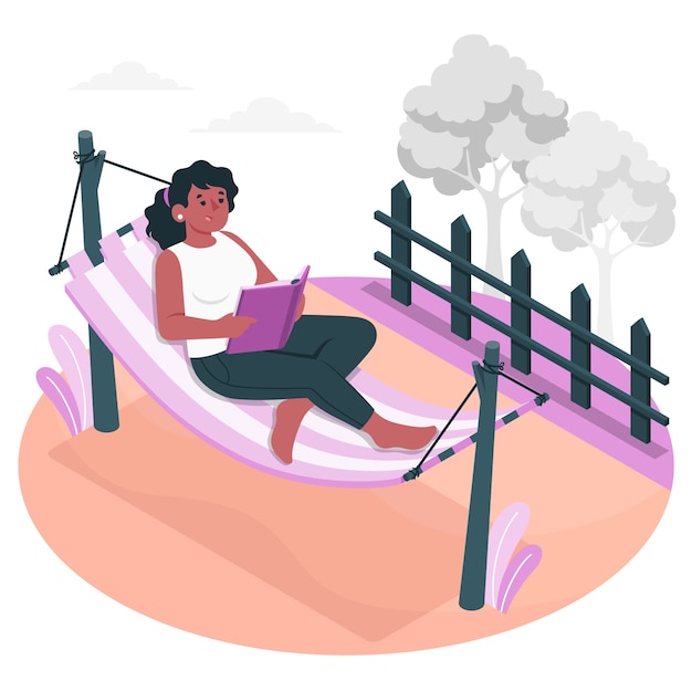 Free Vector reading in a hammock concept illustration