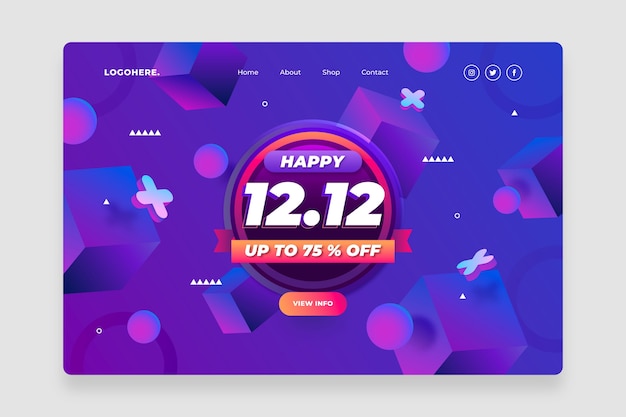 Free Vector realistic 12.12 sale landing page template