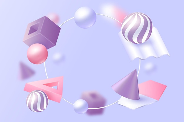 Free Vector realistic 3d shapes floating background