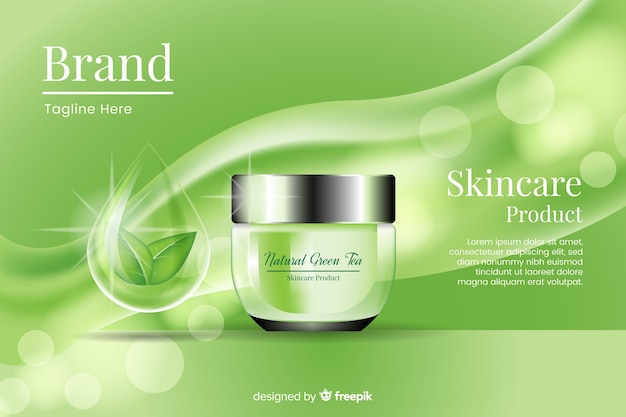 Free Vector realistic ad template for natural cream