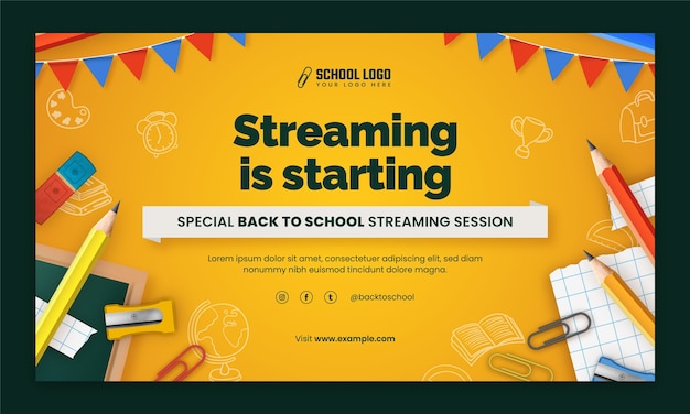 Free vector realistic back to school twitch background