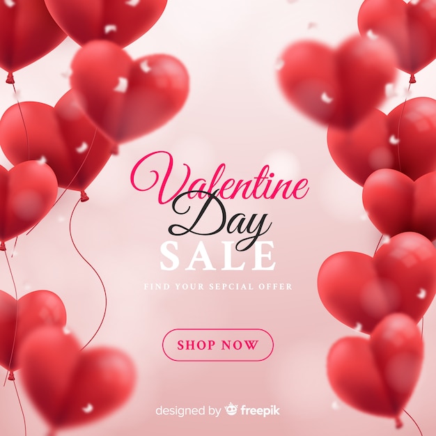 Free Vector realistic balloons valentine sale background