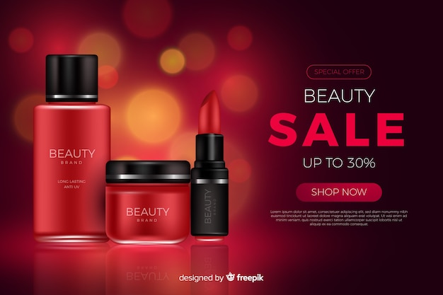 Free Vector realistic beauty sale ad template