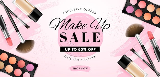 Realistic beauty sale banner with offer