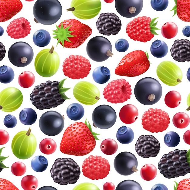 Free Vector realistic berries seamless pattern 