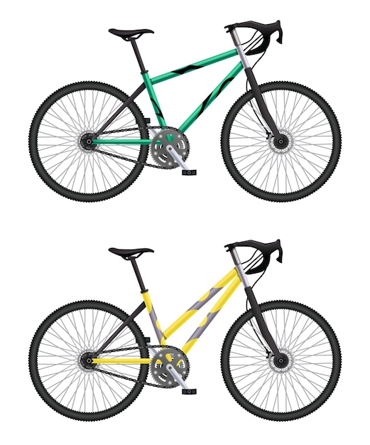 Free vector realistic bicycle set with different models illustration