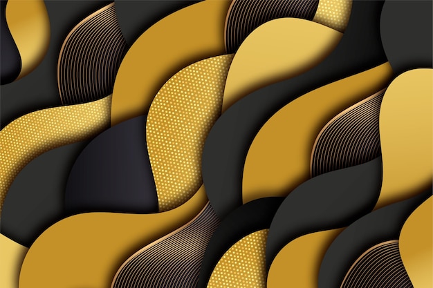 Free Vector realistic black background with golden textures