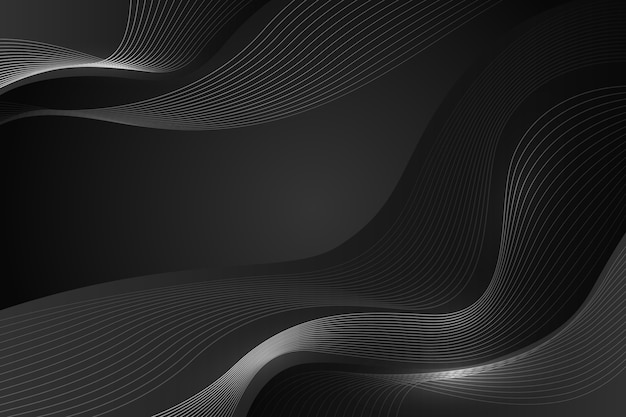 Free Vector realistic black background with wavy lines