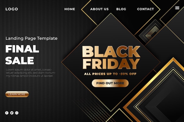 Free Vector realistic black friday landing page template