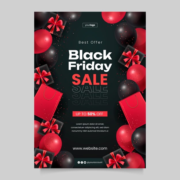 Realistic black friday poster set