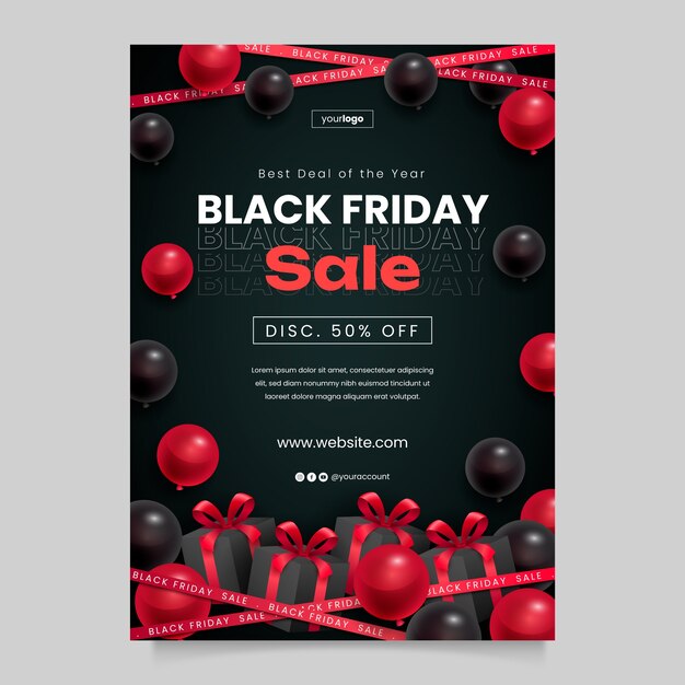 Realistic black friday poster set