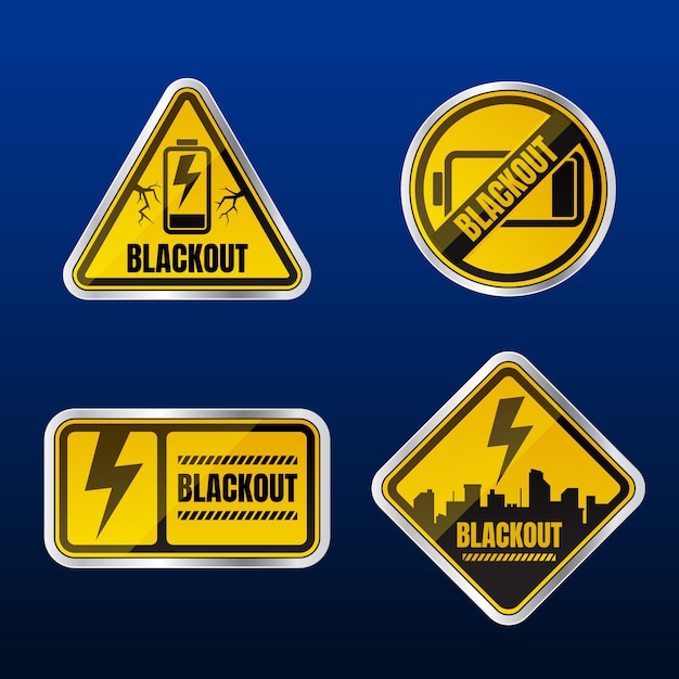 Free Vector realistic blackout labels collection