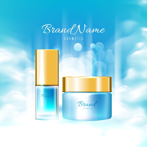 Free Vector realistic blue cosmetic ad poster