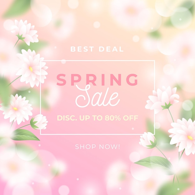 Free vector realistic blurred spring sale illustration with bloom