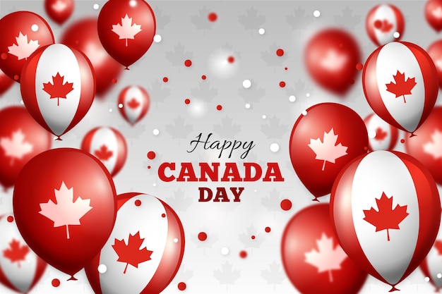 Free Vector realistic canada day balloons background