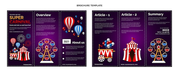 Realistic carnival brochure template