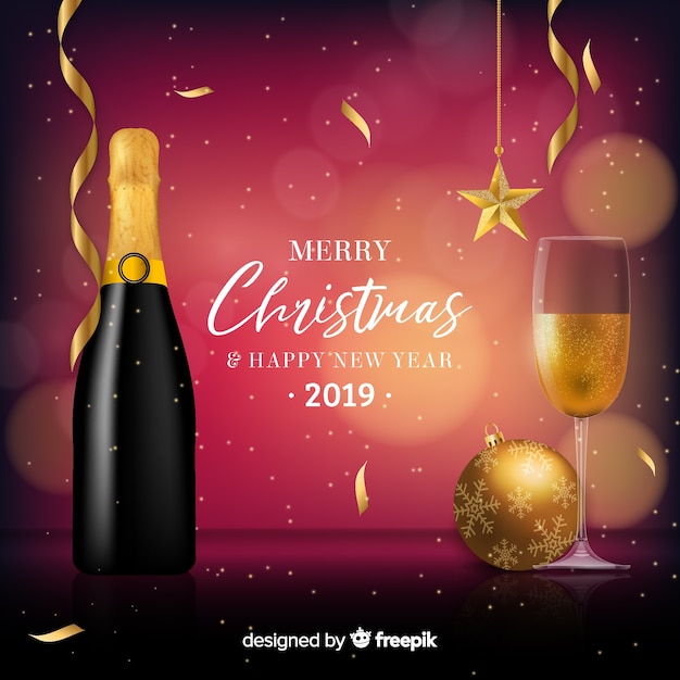 Free Vector realistic champagne new year background