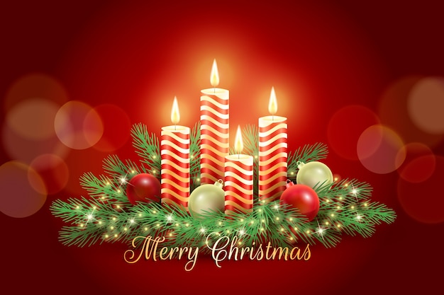 Realistic christmas candle background