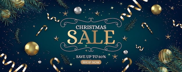 Realistic christmas sale template