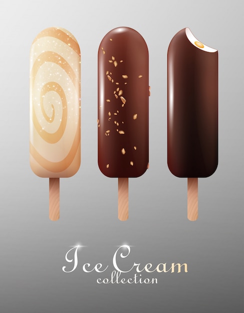 Free Vector realistic classic ice cream eskimo set