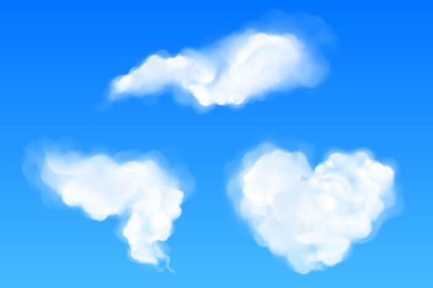 Free Vector realistic clouds of heart and abstract shapes