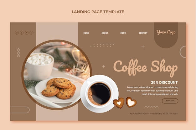 Realistic coffee shop landing page