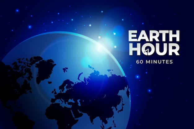 Free Vector realistic earth hour illustration with planet