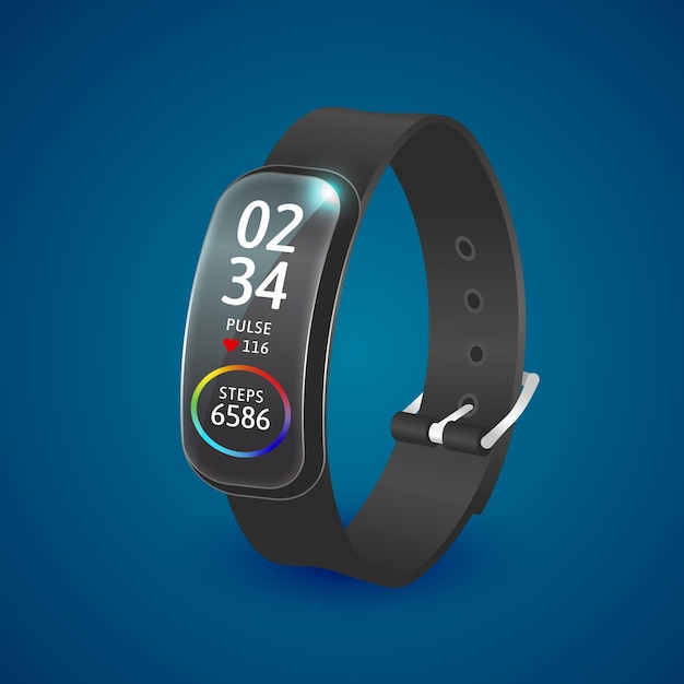 Realistic fitness tracker bracelet illustration