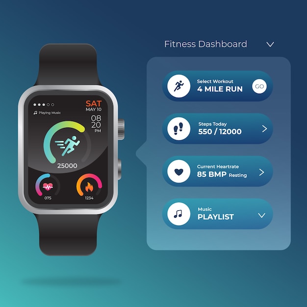 Realistic fitness trackers concept