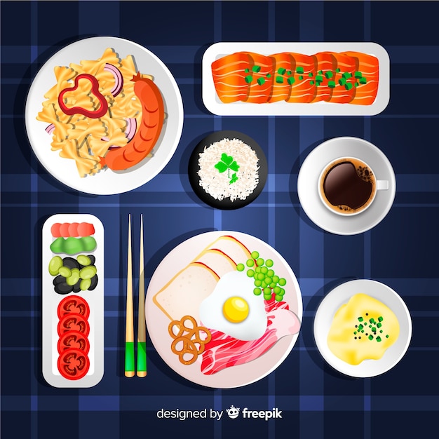 Free Vector realistic food dishes collection