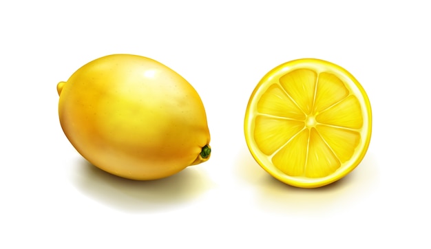 Realistic fresh lemon collection