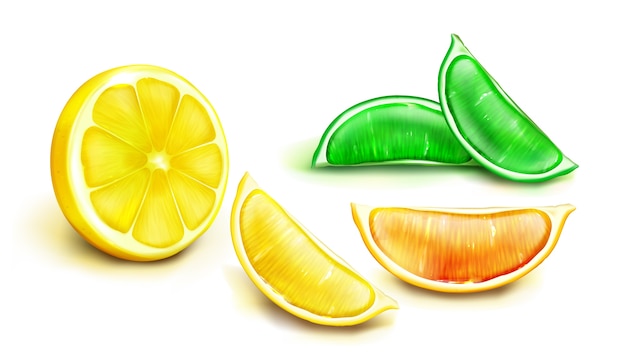 Free Vector realistic fresh lemon set