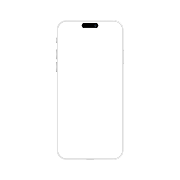 Free vector realistic front view smartphone mockup. mobile iphone white frame with blank white display vector