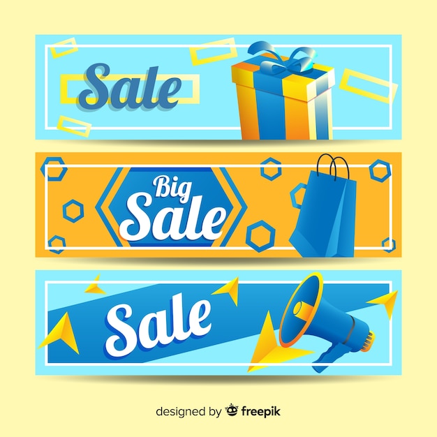 Free Vector realistic geometric sale banner collection