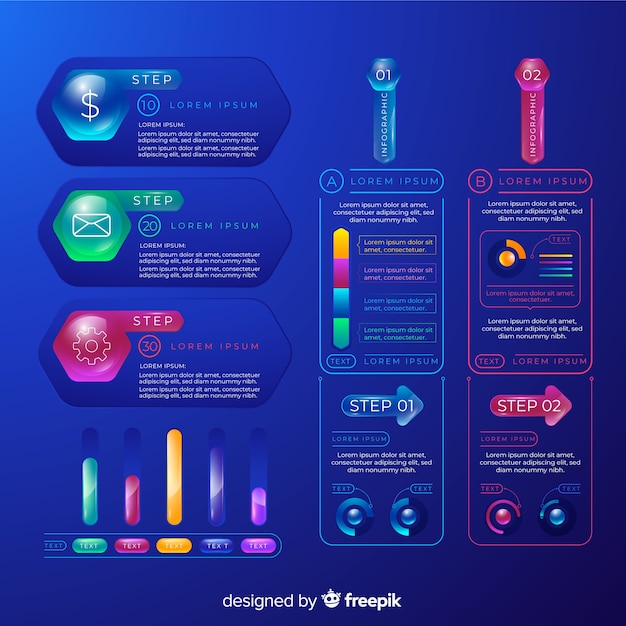 Free Vector realistic glossy plastic infographic template