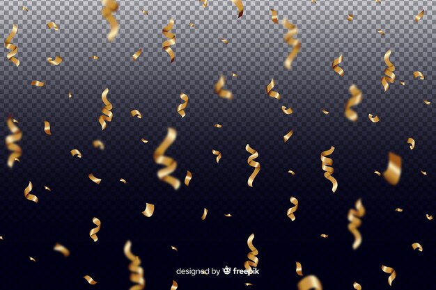 Realistic golden confetti background