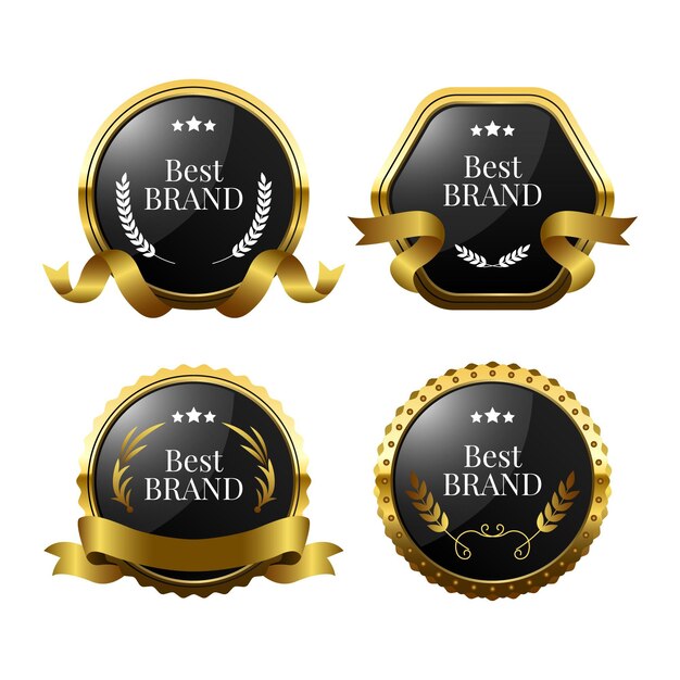 Realistic golden luxury badges