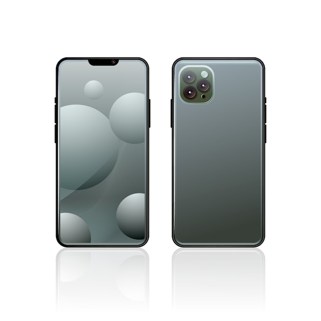 Free Vector realistic grey smartphone with three cameras