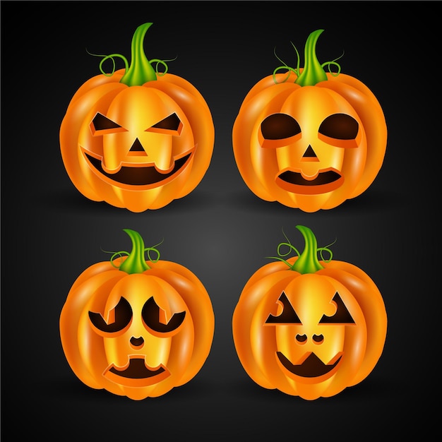 Free Vector realistic halloween pumpkin collection