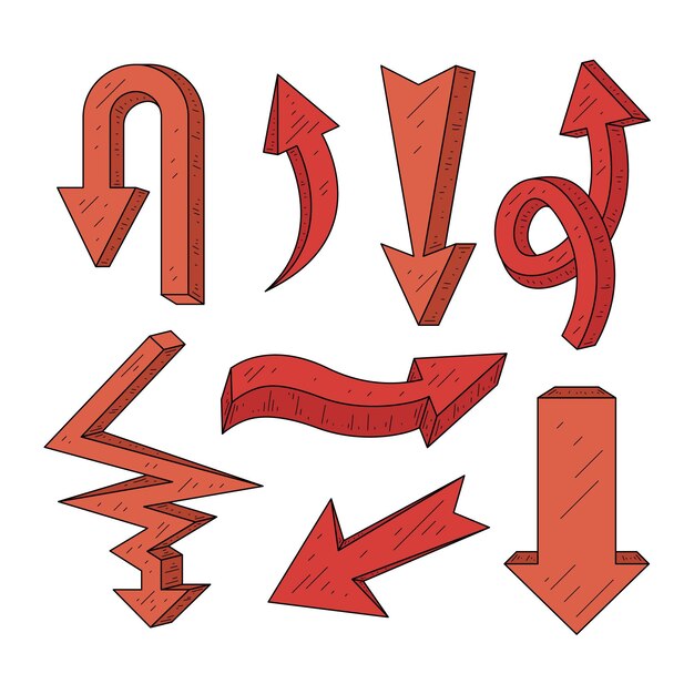 Реалистичная коллекция рисованной стрелки