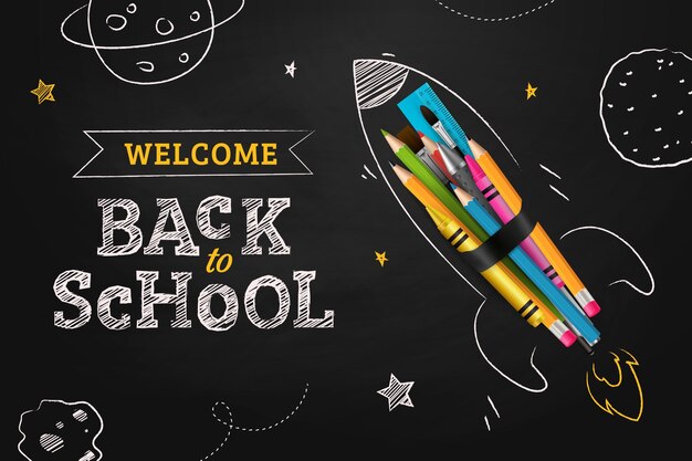 Realistic hand drawn back to school background