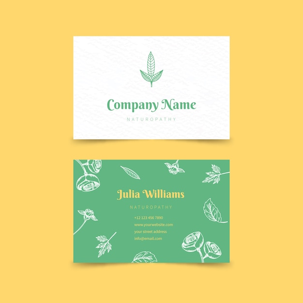 Free Vector realistic hand drawn floral business card template